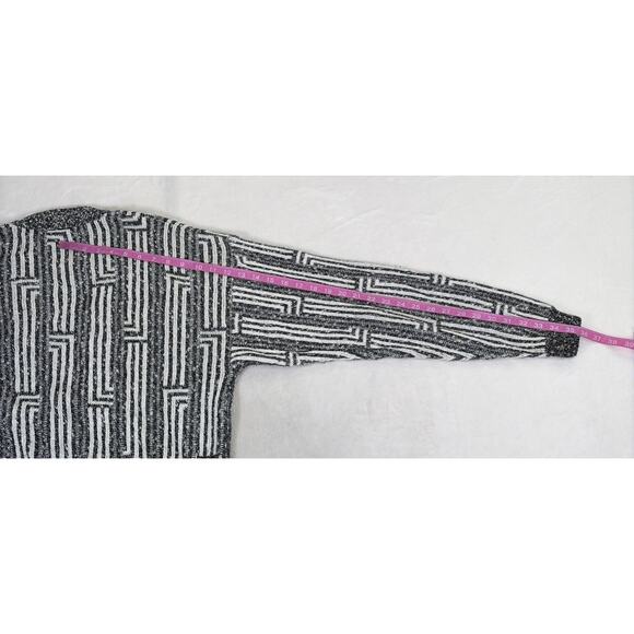 Vintage Jed Medium Geometric 80s Cozy Grandpa Sweater Cardigan Black & White - Picture 10 of 10